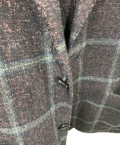 TAGLIATORE（タリアトーレ）TAGLIATORE (タリアトーレ) ウールシルクリネン チェック2Bジャケット パープル サイズ:46の古着・服飾アイテム