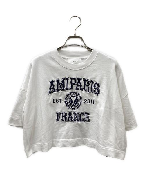 AMI Alexandre Mattiussi（アミアレクサンドルマテュッシ）AMI Alexandre Mattiussi (アミアレクサンドルマテュッシ) 刺繍ロゴTシャツ ホワイト サイズ:Ｍの古着・服飾アイテム