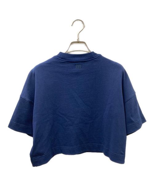 AMI Alexandre Mattiussi（アミアレクサンドルマテュッシ）AMI Alexandre Mattiussi (アミアレクサンドルマテュッシ) 刺繍ロゴTシャツ ネイビー サイズ:Ｓの古着・服飾アイテム