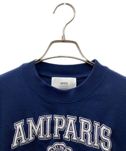 AMI Alexandre Mattiussi（アミアレクサンドルマテュッシ）AMI Alexandre Mattiussi (アミアレクサンドルマテュッシ) 刺繍ロゴTシャツ ネイビー サイズ:Ｓの古着・服飾アイテム