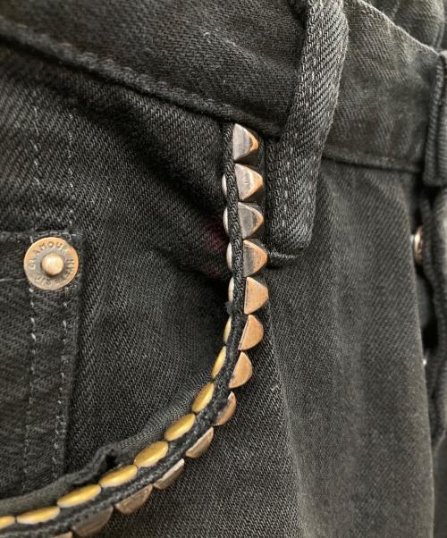 Hysteric Glamour（ヒステリックグラマー）Hysteric Glamour (ヒステリックグラマー) スタッズ クラッシュ加工 ダメージ ストレート デニムパンツ ブラック サイズ:32の古着・服飾アイテム