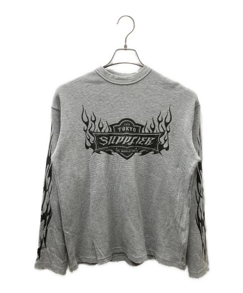 SUPPLIER（サプライヤー）SUPPLIER (サプライヤー) Tribal Fire Pattern Thermal Long Sleeve グレー×ブラック サイズ:S 未使用品の古着・服飾アイテム