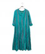 ne quittez pasヌキテパ）の古着「Cotton Stripe V Neck Dress」｜グリーン×ブルー