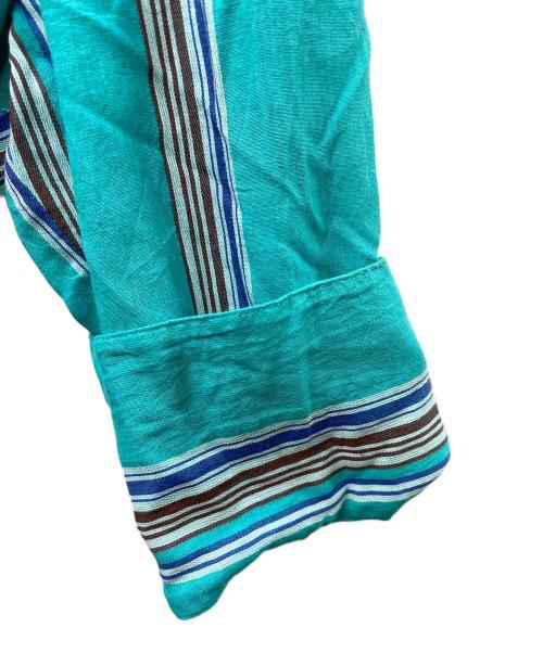 ne quittez pas（ヌキテパ）ne quittez pas (ヌキテパ) Cotton Stripe V Neck Dress グリーン×ブルー サイズ:Mの古着・服飾アイテム