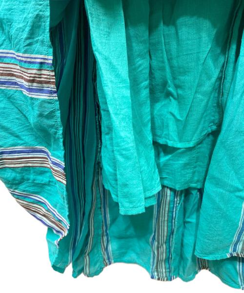 ne quittez pas（ヌキテパ）ne quittez pas (ヌキテパ) Cotton Stripe V Neck Dress グリーン×ブルー サイズ:Mの古着・服飾アイテム