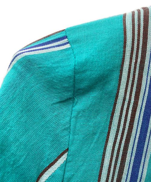 ne quittez pas（ヌキテパ）ne quittez pas (ヌキテパ) Cotton Stripe V Neck Dress グリーン×ブルー サイズ:Mの古着・服飾アイテム