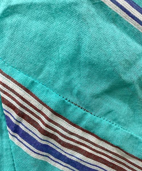 ne quittez pas（ヌキテパ）ne quittez pas (ヌキテパ) Cotton Stripe V Neck Dress グリーン×ブルー サイズ:Mの古着・服飾アイテム