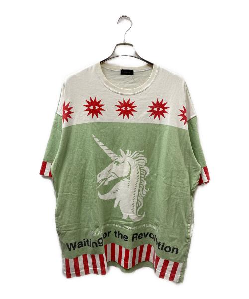 UNDERCOVER（アンダーカバー）UNDERCOVER (アンダーカバー) 17ss ビッグシルエットプリントTee グリーン×ホワイト サイズ:３の古着・服飾アイテム