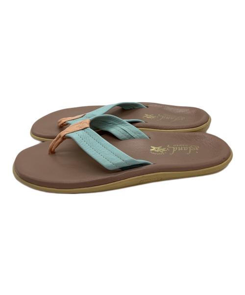 ISLAND SLIPPER（アイランドスリッパ）ISLAND SLIPPER (アイランドスリッパ) レザートングサンダル ピンク×ブルー サイズ:7の古着・服飾アイテム