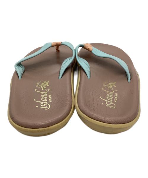 ISLAND SLIPPER（アイランドスリッパ）ISLAND SLIPPER (アイランドスリッパ) レザートングサンダル ピンク×ブルー サイズ:7の古着・服飾アイテム