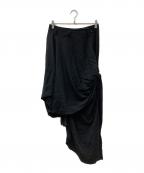 LIMI feuリミフゥ）の古着「TWILL KNOT DETAIL SKIRT 変形ドレープロングスカート」｜ブラック