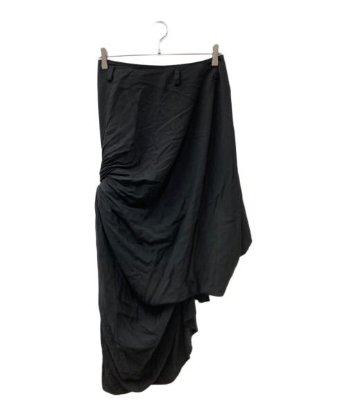 LIMI feu（リミフゥ）LIMI feu (リミフゥ) TWILL KNOT DETAIL SKIRT 変形ドレープロングスカート ブラック サイズ:FREEの古着・服飾アイテム