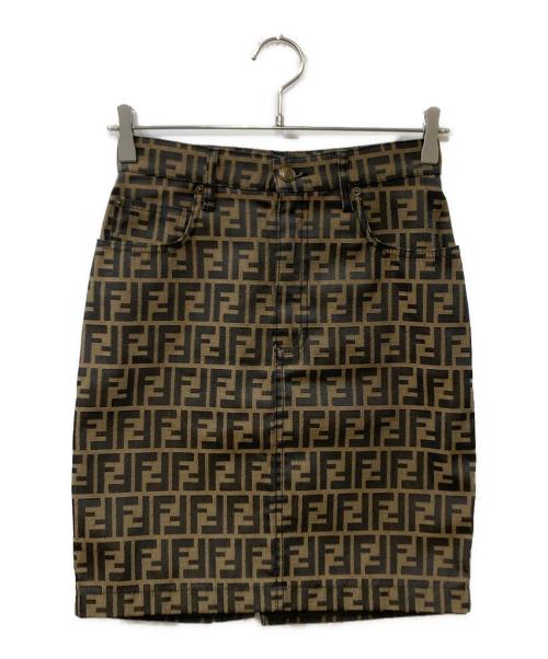 FENDI JEANS（フェンディ ジーンズ）FENDI JEANS (フェンディ ジーンズ) ズッカ柄ミニスカート ブラウン サイズ:28の古着・服飾アイテム