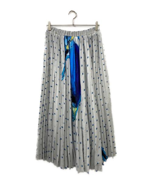 canaco（カナコ）canaco  (カナコ) カワセミプリントスカート ブルー×グレー サイズ:FREEの古着・服飾アイテム