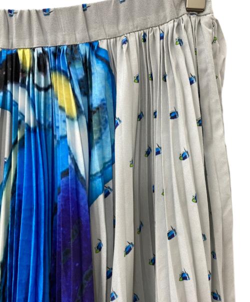 canaco（カナコ）canaco  (カナコ) カワセミプリントスカート ブルー×グレー サイズ:FREEの古着・服飾アイテム