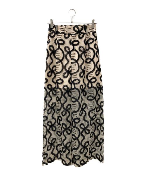 MAISON SPECIAL（メゾンスペシャル）MAISON SPECIAL (メゾンスペシャル) エンブロイダリーレースパンツ ベージュ×ブラック サイズ:36の古着・服飾アイテム