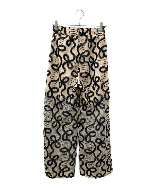 MAISON SPECIAL（メゾンスペシャル）MAISON SPECIAL (メゾンスペシャル) エンブロイダリーレースパンツ ベージュ×ブラック サイズ:36の古着・服飾アイテム