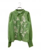 Ameriアメリ）の古着「ADALEE EMBROIDERY MESH BLOUSE ブラウス」｜グリーン