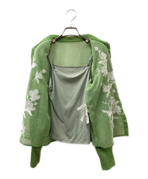 Ameri（アメリ）AMERI (アメリ) ADALEE EMBROIDERY MESH BLOUSE ブラウス グリーン サイズ:Freeの古着・服飾アイテム