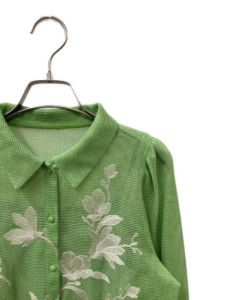 Ameri（アメリ）AMERI (アメリ) ADALEE EMBROIDERY MESH BLOUSE ブラウス グリーン サイズ:Freeの古着・服飾アイテム