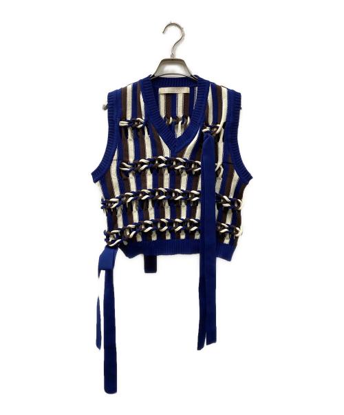 LEINWANDE（ラインヴァンド）LEINWANDE (ラインヴァンド) Braids Stripe Knitted Vest ニットベスト マルチカラー サイズ:FREEの古着・服飾アイテム