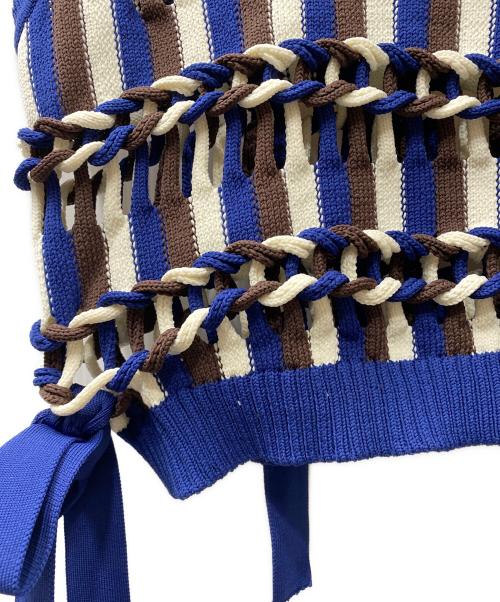 LEINWANDE（ラインヴァンド）LEINWANDE (ラインヴァンド) Braids Stripe Knitted Vest ニットベスト マルチカラー サイズ:FREEの古着・服飾アイテム