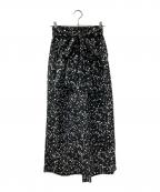 HYKEハイク）の古着「ベルテッド総柄パンツ」｜ブラック×ホワイト