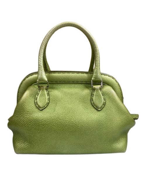 FENDI（フェンディ）FENDI (フェンディ) セレリア レザーハンドバッグ グリーンの古着・服飾アイテム