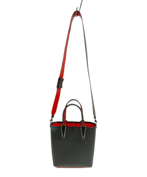 Christian Louboutin（クリスチャン・ルブタン）Christian Louboutin (クリスチャン・ルブタン) CABATA N/S CALF EMPIRE スタッズ レザー 2WAYトートバッグ ブラック×レッドの古着・服飾アイテム