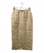 AURALEEオーラリー）の古着「LINEN DOUBLE FACE FRINGE SKIRT」｜ベージュ