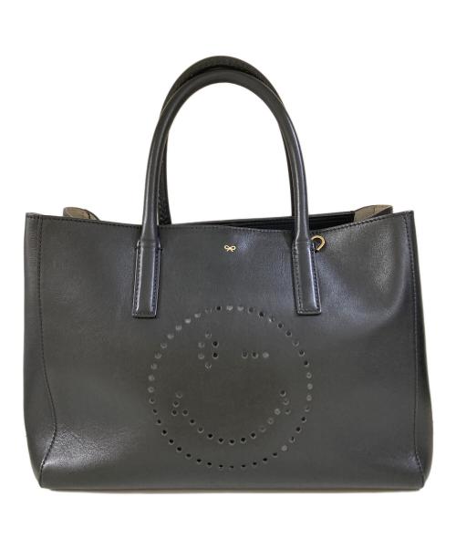 ANYA HINDMARCH（アニヤ・ハインドマーチ）ANYA HINDMARCH (アニヤハインドマーチ) ハンドバッグ ブラックの古着・服飾アイテム