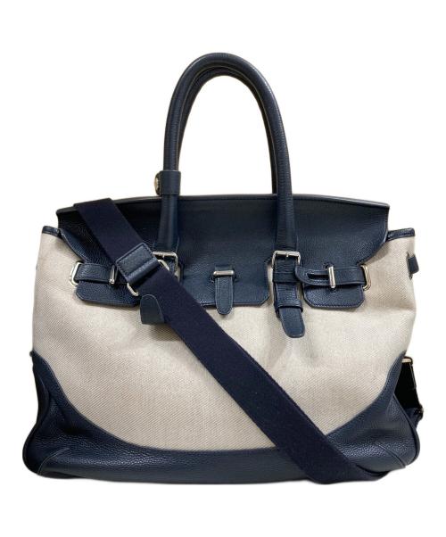 PELLE MORBIDA（ペッレモルビダ）PELLE MORBIDA (ペッレモルビダ) メイデンボヤージュ ボストンバック ホワイト×ネイビーの古着・服飾アイテム