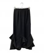 ENFOLDエンフォルド）の古着「TACK DRAPE-HEME SKIRT ロングスカート」｜ブラック