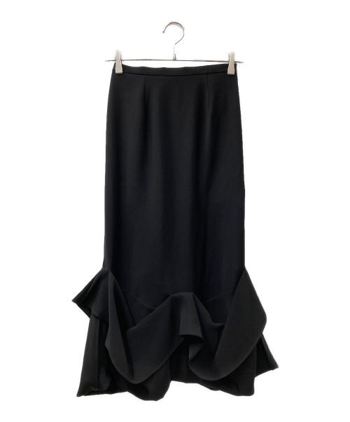 ENFOLD（エンフォルド）ENFOLD (エンフォルド) TACK DRAPE-HEME SKIRT ロングスカート ブラック サイズ:36の古着・服飾アイテム