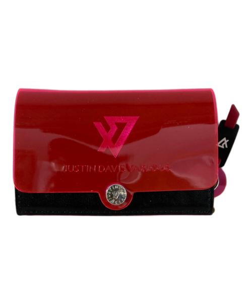 JUSTIN DAVIS（ジャスティンデイビス）JUSTIN DAVIS (ジャスティンデイビス) TRANS MINI ウォレット カードケース レッド×ブラックの古着・服飾アイテム