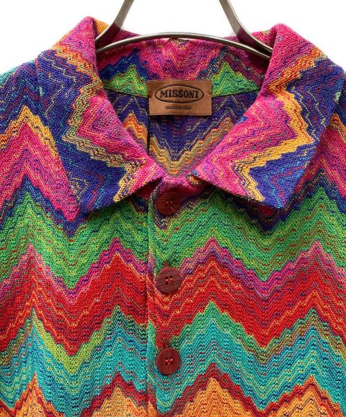 missoni（ミッソーニ）MISSONI (ミッソーニ) シェブロンストライプポロシャツ マルチカラー サイズ:50の古着・服飾アイテム