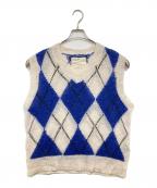 PLATEAU STUDIOプラテウスタジオ）の古着「ニットベスト」｜ベージュ×ブルー
