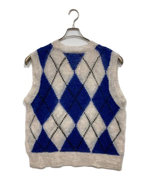 PLATEAU STUDIO（プラテウスタジオ）PLATEAU STUDIO (プラテウスタジオ) ニットベスト ベージュ×ブルー サイズ:1の古着・服飾アイテム