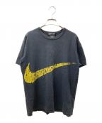 COMME des GARCONS HOMME DEUX×NIKEコムデギャルソン オム ドゥ×ナイキ）の古着「スウォッシュプリントコラボTシャツ」｜ブラック