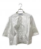 THIRD MAGAZINEサードマガジン）の古着「ノーカラーブラウス」｜ホワイト