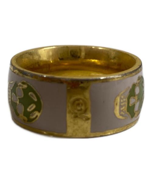 ALEXANDER McQUEEN（アレキサンダーマックイーン）ALEXANDER McQUEEN (アレキサンダーマックイーン) スカルモチーフリング ゴールド×ピンク サイズ:OneSizeの古着・服飾アイテム