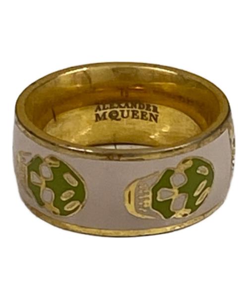 ALEXANDER McQUEEN（アレキサンダーマックイーン）ALEXANDER McQUEEN (アレキサンダーマックイーン) スカルモチーフリング ゴールド×ピンク サイズ:OneSizeの古着・服飾アイテム