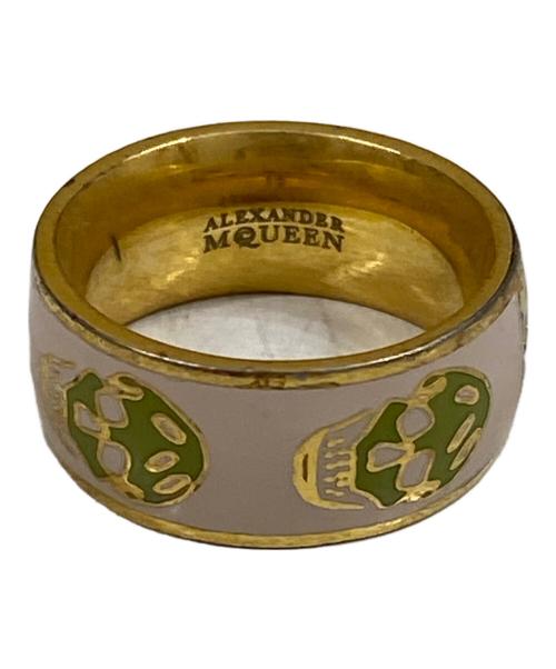 ALEXANDER McQUEEN（アレキサンダーマックイーン）ALEXANDER McQUEEN (アレキサンダーマックイーン) スカルモチーフリング ゴールド×ピンク サイズ:OneSizeの古着・服飾アイテム