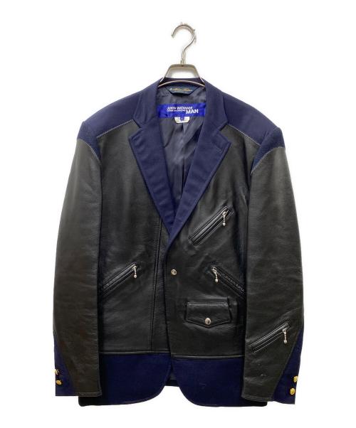 JUNYA WATANABE MAN（ジュンヤワタナベマン）JUNYA WATANABE MAN (ジュンヤワタナベマン) BROOKS BROTHERS (ブルックスブラザーズ) レザー切替テーラドジャケット ネイビー サイズ:Lの古着・服飾アイテム