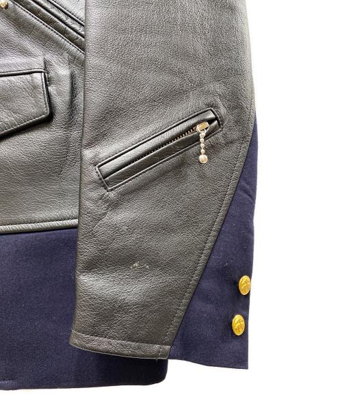 JUNYA WATANABE MAN（ジュンヤワタナベマン）JUNYA WATANABE MAN (ジュンヤワタナベマン) BROOKS BROTHERS (ブルックスブラザーズ) レザー切替テーラドジャケット ネイビー サイズ:Lの古着・服飾アイテム