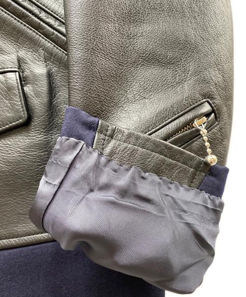 JUNYA WATANABE MAN（ジュンヤワタナベマン）JUNYA WATANABE MAN (ジュンヤワタナベマン) BROOKS BROTHERS (ブルックスブラザーズ) レザー切替テーラドジャケット ネイビー サイズ:Lの古着・服飾アイテム