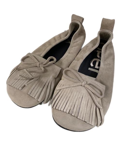 OPEN YY（オープンワイワイ）OPEN YY (オープンワイワイ) 25SS BUN SUEDE FRING FLAT スエード タッセルバレエシューズ ベージュ サイズ:37.5 未使用品の古着・服飾アイテム