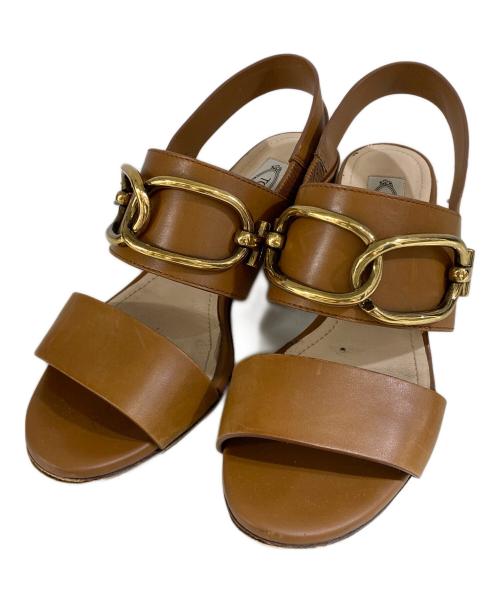 TOD'S（トッズ）TOD'S (トッズ) レザー アンクルストラップサンダル ブラウン サイズ:SIZE 36の古着・服飾アイテム