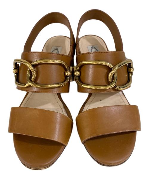 TOD'S（トッズ）TOD'S (トッズ) レザー アンクルストラップサンダル ブラウン サイズ:SIZE 36の古着・服飾アイテム