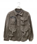 BALバル）の古着「MULTI POCKET SHIRT GLEN PLAID」｜ベージュ×ブラック